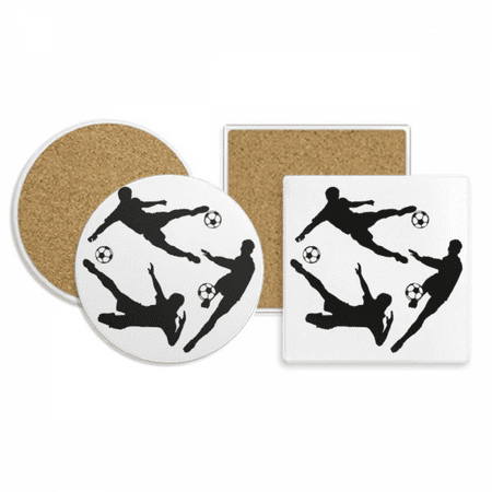 

Surround Soccer Football Outlines Sports Coaster Cup Mug Holder Absorbent Stone Cork Base Set