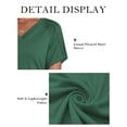 thumbnail image 3 of Womens Summer Tops Casual V Neck Shirts Cute Pleated Sleeve Loose Fit Trendy Tunics Tees L Dark Green, 3 of 4