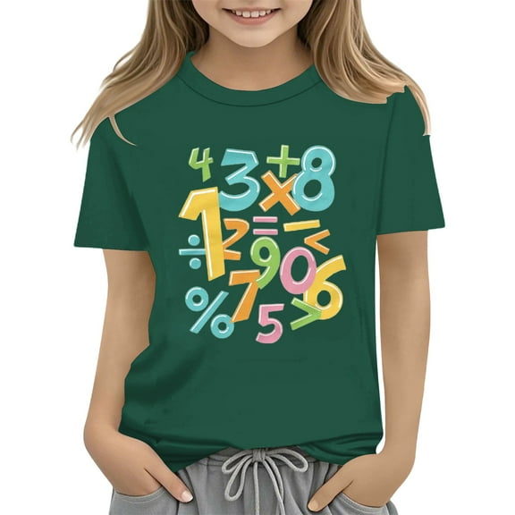 EnJoCho 100 Day School Shirt Girls Colorful Number Math Kids T-Shirt Math Day Top Tee Shirts Math Lovers Educational Apparel Celebration Schoolwear 2025