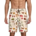thumbnail image 3 of Lsque Retro Autum Mushrooms Mens Sleep Pajama Shorts,Short Pajama Pants, Cotton Ultra-Soft Knit-Small, 3 of 9