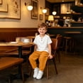 thumbnail image 5 of SGFCWSX Boys 2 Piece Outfits Henley Short Sleeve T-Shirt Jogger Pants Summer Casual Linen Cotton Clothes Set Orange Size 12M, 5 of 6
