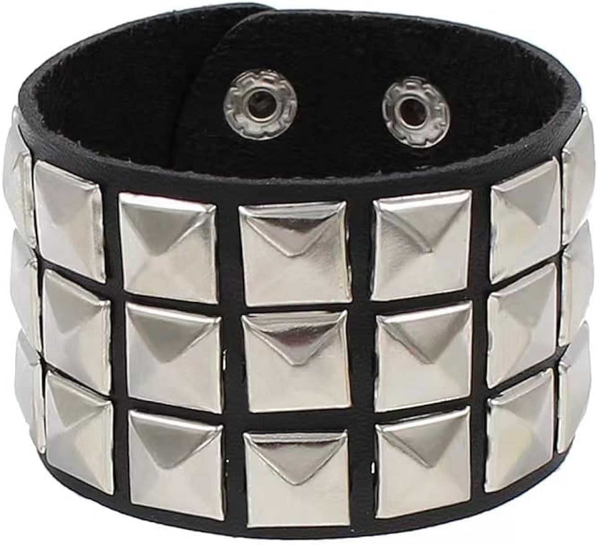 【BLACKPURPLE】25SS★ Big Belted Cowhide Bracelet Punk Bracelet for Men Women - Goth Black Leather Wristband
