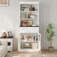 thumbnail image 6 of 70" Kitchen Pantry Cabinet with Drawer, 2 Glass Doors & 3 Open Shelves – Engineered Wood Tall Storage Cabinet for Kitchen, Living Room, Bathroom, White, 6 of 8