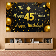 thumbnail image 5 of Black Background Happy 45th Years Birthday Banner Gold Star Balloon Decor Party Supplies Photography Props Birthday Decoration Backdrop Decorations, 5 of 8