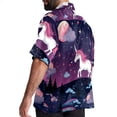 thumbnail image 3 of Starry Unicorn Men's Hawaiian Print Casual Button Down Short Sleeve Summer Beach Shirt - Unisex, 3 of 6