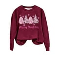 thumbnail image 2 of Black and Friday Deals pimelu Christmas Sweater Clearance Merry Christmas Womens Sweatshirt Trendy Pink Christmas Tree Graphics Print Shirts Xmas Girls Plus Size Long Sleeve Crewneck Pullover Top, 2 of 4