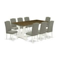 thumbnail image 6 of East West Furniture V077EN206-9 9-Piece Modern Dining Table Set an Excellent Distressed Jacobean dining table Top and 8 Stunning Linen Fabric Dining Chairs with Nails Head Stylish Chair Back,..., 6 of 10