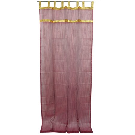 Mogul 2 Indian Curtains Golden Lace Stripes Sheer Window Drapes