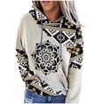 thumbnail image 2 of Women Geometric Print Sweatshirt Hooded Stitching Printed Loose Tops Blouse, 2 of 7