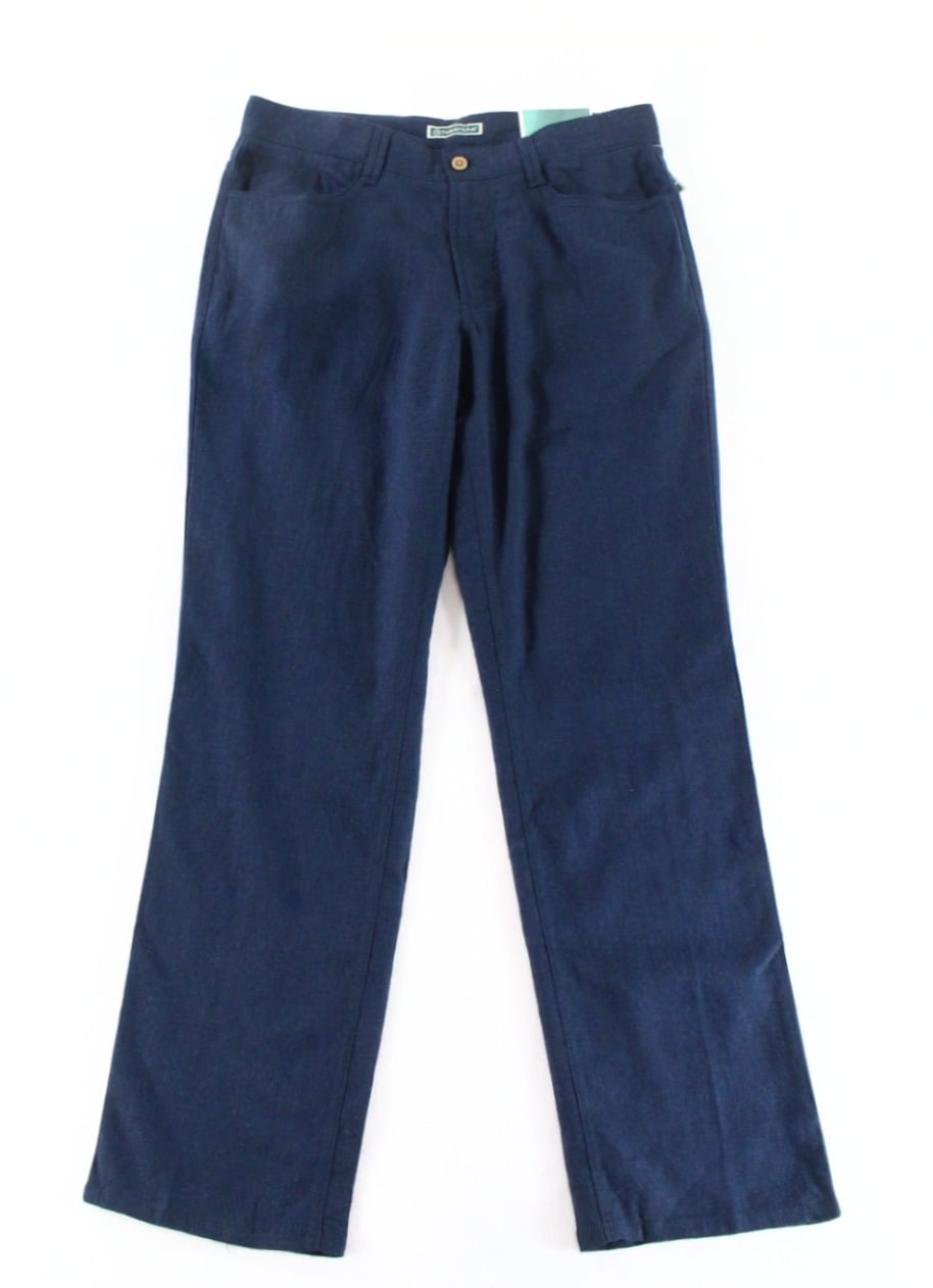 Cubavera Mens 32X32 Flat-Front Zip-Fly Linen Blend Pants