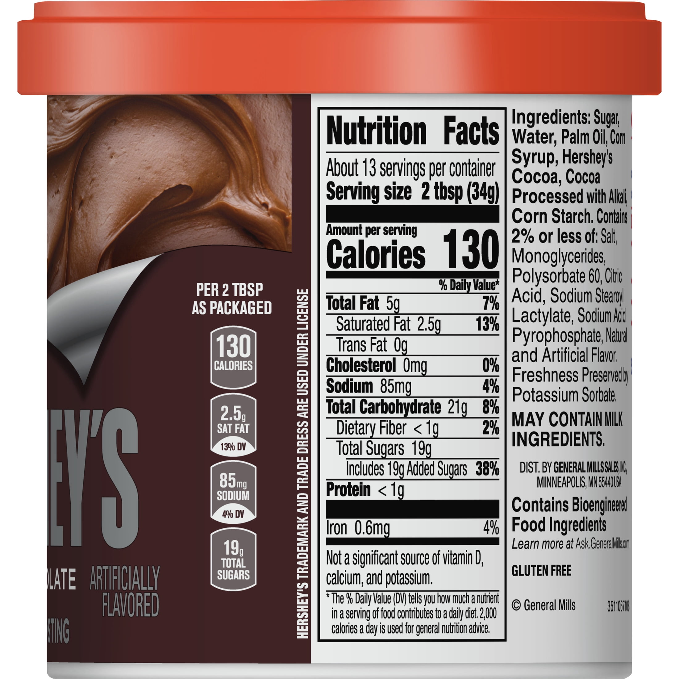 (2 pack) Betty Crocker HERSHEY'S Milk Chocolate Frosting, Gluten Free, 16 oz