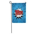 thumbnail image 1 of NUDECOR Book Bang Comic Bubble Text Pop Radial Lines Explosion Halftone Effect Popart Garden Flag Decorative Flag House Banner 12x18 inch, 1 of 2