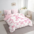 thumbnail image 3 of Manfei Kawaii Bowknot 7pcs Bedding Comforter Set,Letter Personalized Queen Bedding Sets Super Cozy,Geometric Plaid Queen Sheet Sets,Ultra Soft Teenager Bedroom Decor,Reversible, 3 of 7