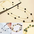 thumbnail image 5 of Ruanlalo Women Square Rhinestones Beads 2 Layers Golden Alloy Chain Long Sweater Necklace White, 5 of 6