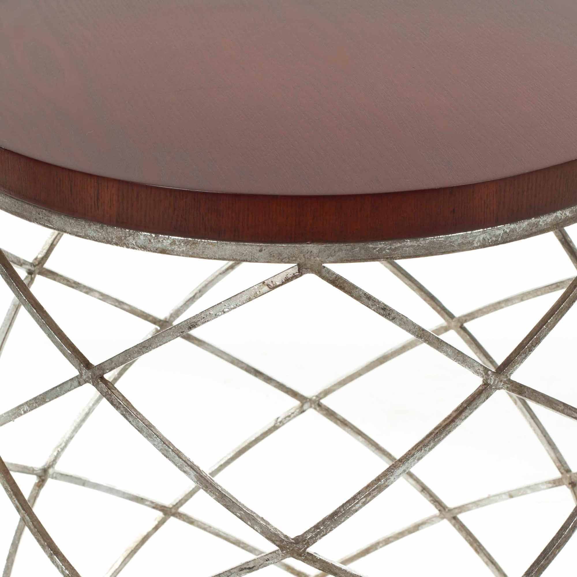 SAFAVIEH Phoebe Silver Ribboned Round Accent Table, Cherry