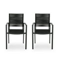 thumbnail image 2 of Sibu Outdoor Dining Chair Set of 2, Black Metal, Woven Rope Seat and Back, 2 of 5