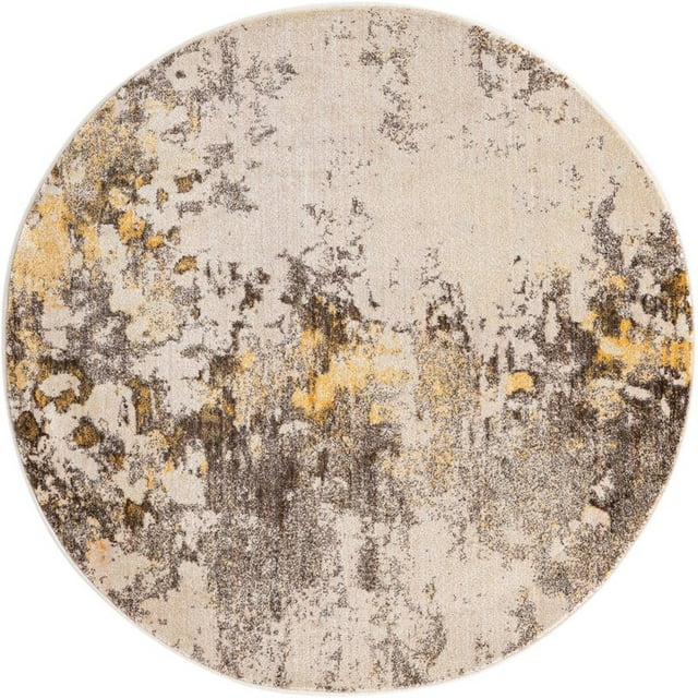Unique Loom Helios Over-Dyed Area Rug 5' x 5' Round Beige/Brown