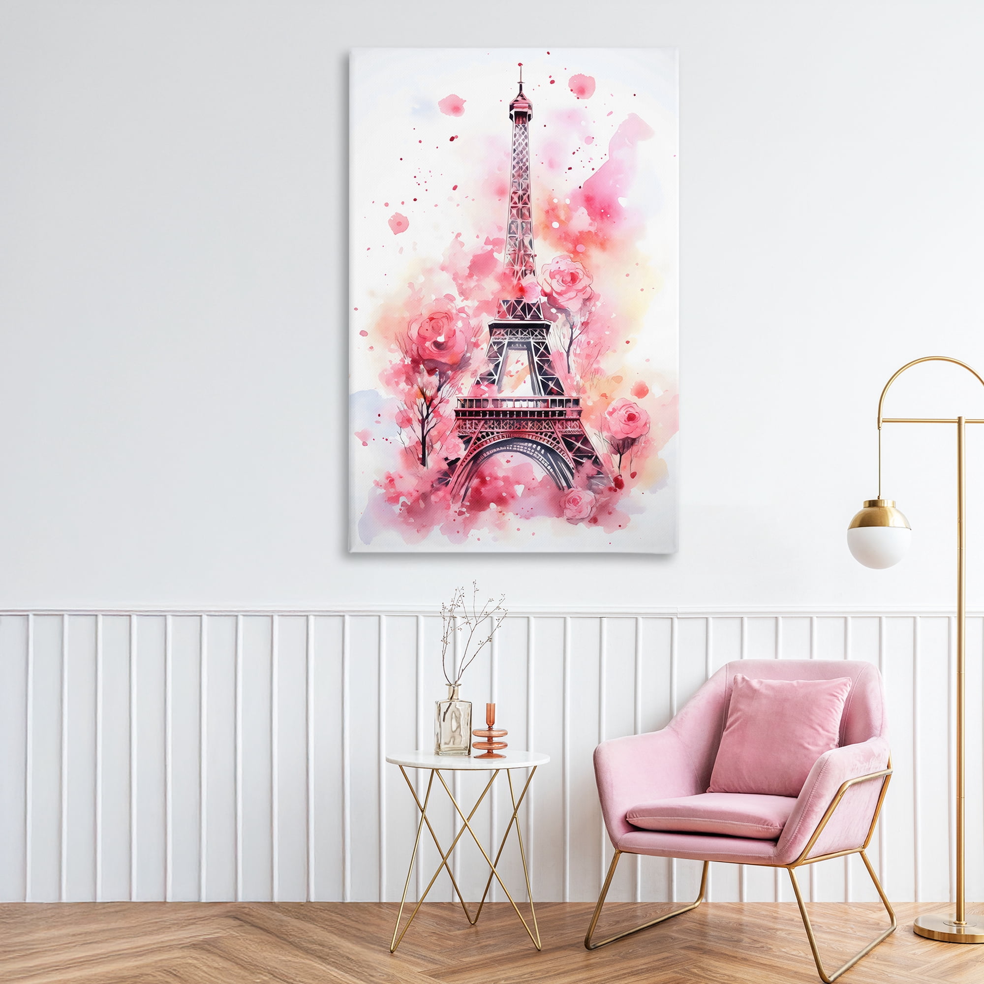 Stupell Industries Eiffel Tower In Roses Canvas Wall Art, design by Creative Studio
