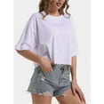 thumbnail image 6 of Women's Comfy Basic Workout Gym Short Sleeve Crop Tops Casual Loose Oversized T-Shirts, 6 of 6