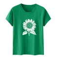 thumbnail image 5 of Womens Shirts Summer Round Neck Short Sleeve T-Shirts Casual Fashion Flowers Printed Loose Blouses Pullover Top Spring Clothing, 5 of 5