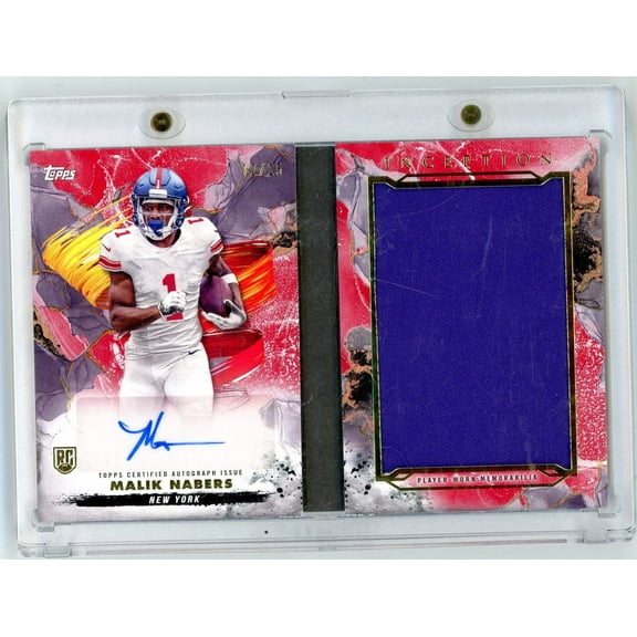 2024 Topps Inception Malik Nabers #ARBCMN Auto Book Relic Red /25 Rookie RC Football Card