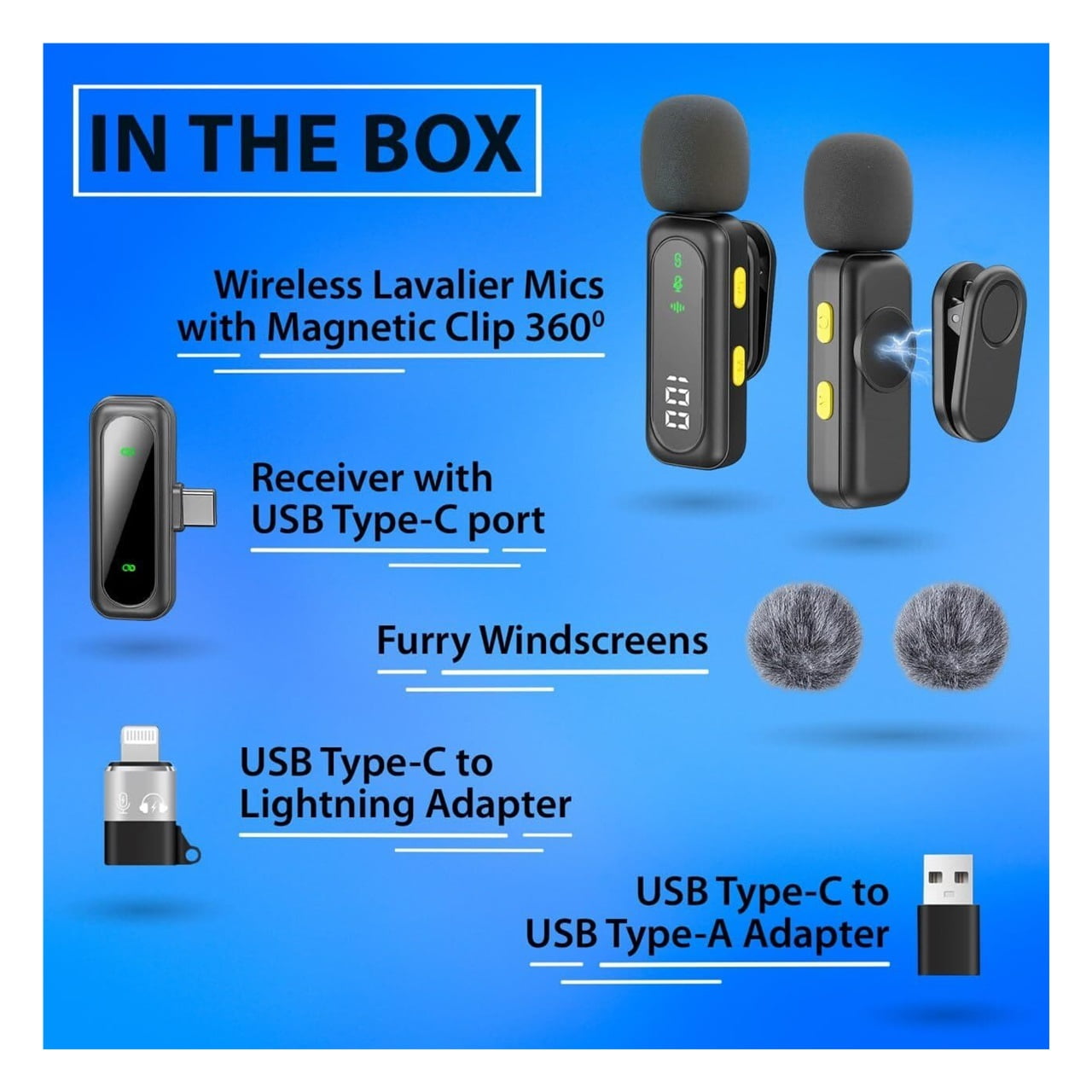 Wireless Lavalier Microphone for iPhone Mini Mic Android/Tablet/PC Video Recording Clip-on Mics with Rotatable Clip&Denoise Recording, Ideal for Vlog Tiktok Youtube Podcast Content Creator