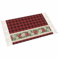 thumbnail image 2 of Christmas Poinsettia Bath Rug 2x3ft Woven Bathroom Entryway Runner Rug,Red Plaid Xmas Botanical Washable Living Room Hallway Bedroom Kitchen Carpet with Tassels,Indoor Outdoor Throw Doormat, 2 of 7