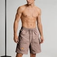 thumbnail image 4 of Besolor Men's Cargo Shorts Wide Leg Casual Loose Outdoor Running Hiking Drawstring Elastic Waist Knee Length Shorts with Pockets(Large,Brown), 4 of 7
