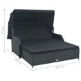 thumbnail image 4 of vidaXL 2-Person Sun Lounger with Canopy Poly Rattan Black, 4 of 5
