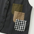 thumbnail image 5 of Women's Fleece Vest Denim Linen Waistcoat Trend Casual Denim Sleeveless Cardigan(Gray 2XL), 5 of 6