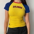 thumbnail image 2 of CONROSES Mothers Day Gift Women's Short Sleeve Crop Tops Tshirts Crewneck Brazil Letter Graphic Y2K Slim Fit Summer Tee Blouses for Lady, 2 of 5