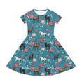 thumbnail image 2 of Uourmeti Horse Kids Dresses Girls Summer Short Sleeve Party Dress Flowers Trendy O Neck Midi Dresses Casual Swing Dress with Pockets, 2 of 6