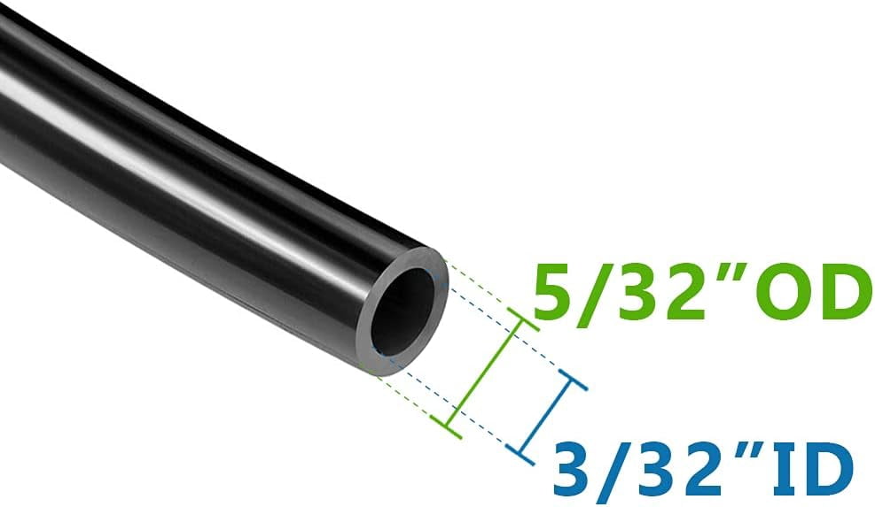 FRKSMD-Pneumatic PU Tubing, 5/32"OD Hose PU Polyurethane Air Hose Tube Line for Air Compressor Water Fluid Transfer Black (16.4 ft)