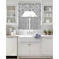 thumbnail image 3 of Blue Flowers Swag Kitchen Curtains Sets for Windows 24 Inch Length, Retro Rustic Botanical Floral Leaves Vines Short Window Curtain Panels Swags Valances and Tiers 3 Piece Set for Cafe/Dining Room, 3 of 5