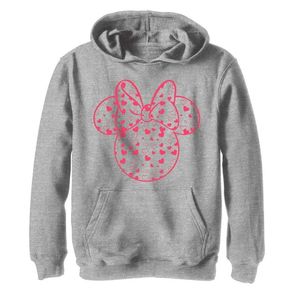 Boy's Mickey & Friends Mickey and Friends Minnie Heart Silhouette Pull Over Hoodie Athletic Heather Small