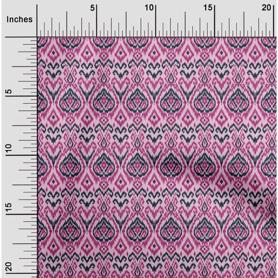 oneOone Cotton Cambric Fabric Diamond & Swirl Ikat Print Sewing Fabric BTY 56 Inch Wide