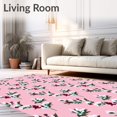 thumbnail image 2 of ODIKA 3'x5' Machine Washable Non-Slip Area Rug, Yuletide Spruce Entrance with Frosted Berry Details High Traffic Rug with Pad, Pink, 731860, 2 of 8