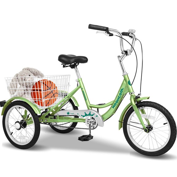 Lilypelle 16 inch Tricycle for Beginner Riders,Adult Tricycle 16" Wheels, 1-Speed Trike, 3 Wheels Bike with Basket, Exercise Shopping Picnic