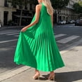 thumbnail image 4 of Miluxas Women's High Neck Sleeveless Pleated Maxi Dress A-Line Casual Loose Flowy Long Dress Cocktail Party Dress Summer Beach Vacation Outfits Green, 4 of 5