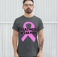 thumbnail image 3 of Tee Hunt Real Men Wear T-Shirt Breast Cancer Awareness Month Men's Novelty Shirt, Charcoal, X-Large, 3 of 5
