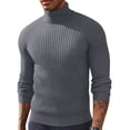 thumbnail image 2 of Men's Turtleneck Sweater Slim Fit Knitted Pullover Classic Solid Color Lightweight Top Spring Fall Winter Business Casual Layering Wear 3XL, 2 of 6