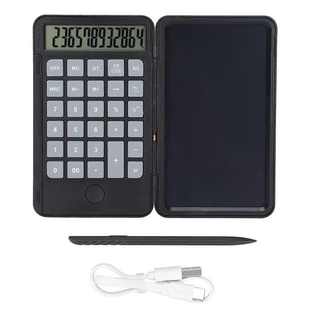 Tablette d'écriture calculatrice LCD 6,5 pouces, rechargeable, portable, sans papier, pour dessin et écriture, noir