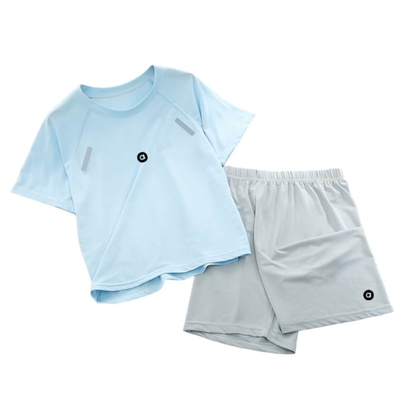 UYYX Boys Clothes Size 8 Boys 2 Piece Summer Outfits Short Sleeve Tshirts And Elastic Waist Shorts(7-8 Years,Blue)