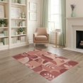thumbnail image 2 of ODIKA 4'x6' Warm Terracotta Geometric and Floral Washable Area Rug Elegant Check Pattern with Retro Flower Motifs Pet Friendly, Non-Shedding for Bedroom, Reading Nook, 2 of 7