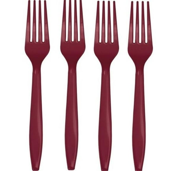 Premium Plastic Forks - Burgundy - 24 per Case - Case of 12