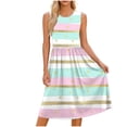 thumbnail image 7 of VBVC Women's Floral Print Sleeveless Fit and Flare Midi Dress , Ladies' Crew Neck Casual Summer Dress , Beach Vacation Flowy Sundress For Women,Mint Green,S-2XL, 7 of 7