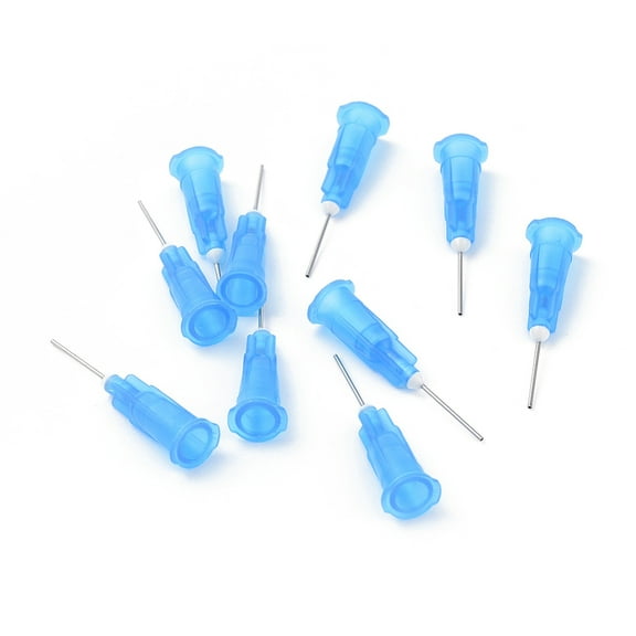 Plastic Fluid Precision Blunt Needle Dispense Tips Light Sky Blue 7.5x6.5x29.5mm Inner Diameter: 4mm Pin: 0.6mm