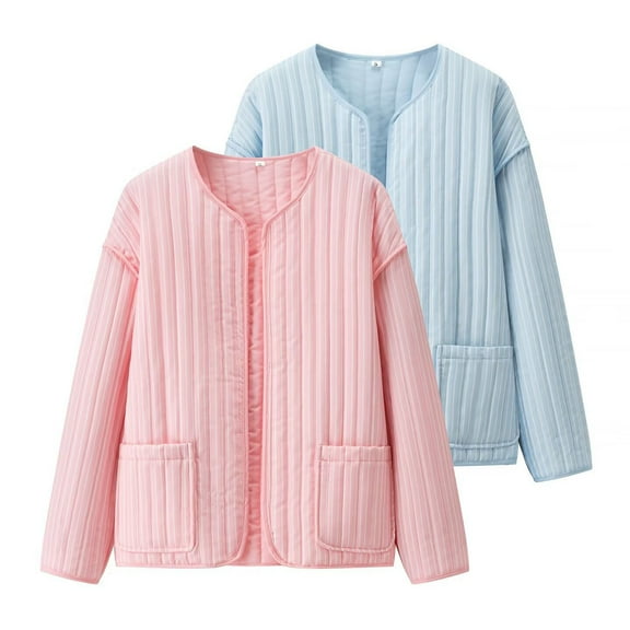 Fewfanhot Winter Clothing for Women Quilted Puffer Jacket for women Floral Printed Lightweight Cropped Button Down Outerwear with Pockets