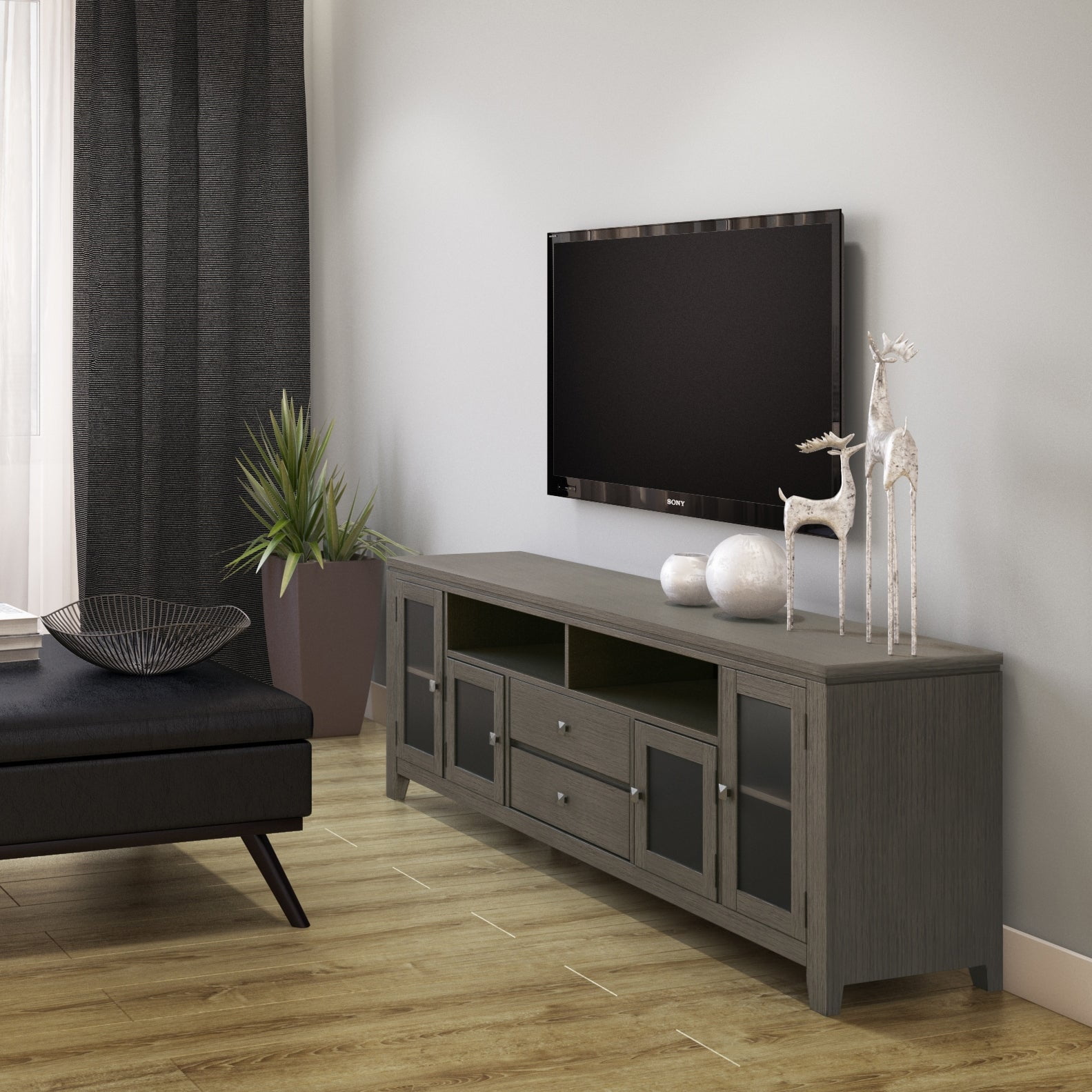 WyndenHall Essex SOLID WOOD 72 Inch Wide Contemporary TV Media Stand wyndenhall-essex-solid-wood-72-inch-wide-contemporary-tv-media-stand