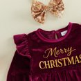 thumbnail image 6 of Cjfdfy Newborn Baby Girl Christmas Outfit Letter Print Crew Neck Long Sleeve Romper and Sequined Bow Headband 2 Pcs Set Infant Girl Merry Christmas Velvet Romper 0-18M, 6 of 9